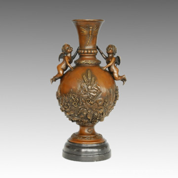 Vase Statue Angle Coupe Bronze Jardiniere Sculpture, Nick TPE-558